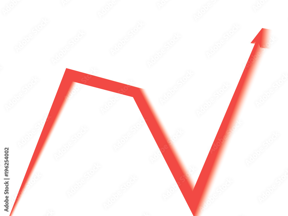 red arrow on white background, tends upwards red arrow on white background, tends upwards