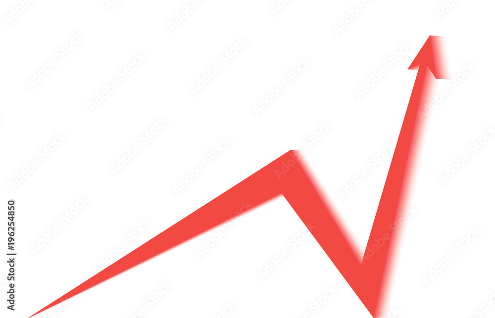red arrow on white background, tends upwards red arrow on white background, tends upwards