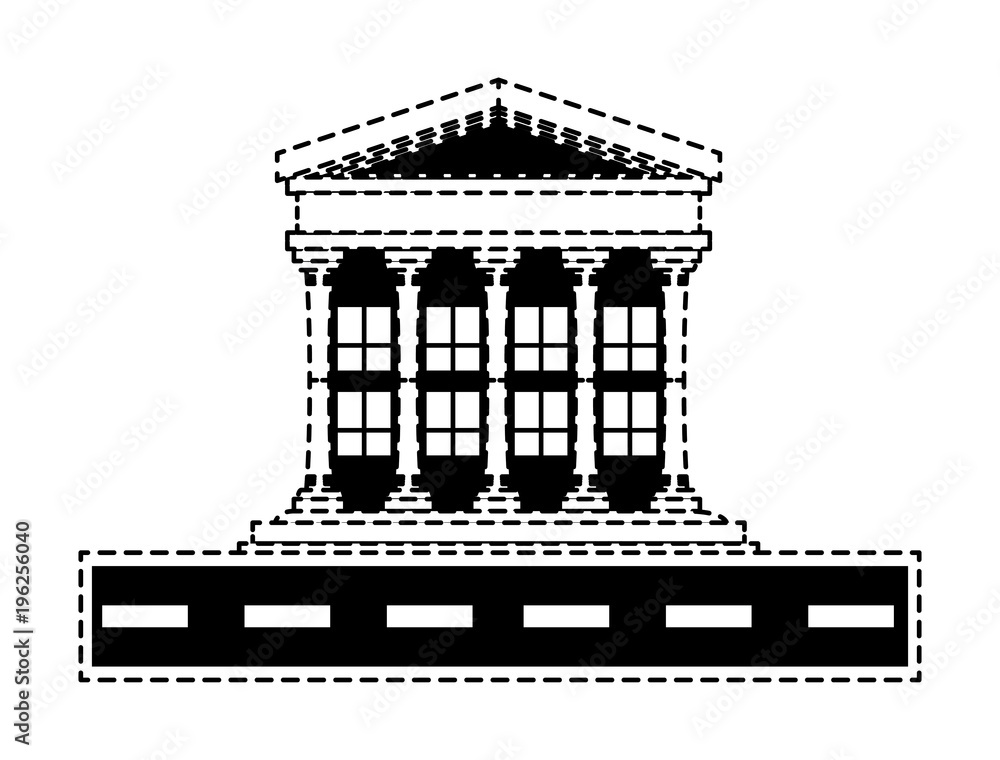 road with Court building icon over white background, vector illustration road with Court building icon over white background, vector illustration