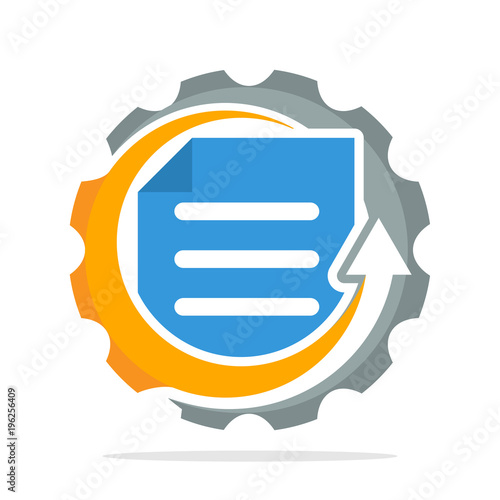 iconic logo with the concept of work processes involving the handling of form, letter, report .etc