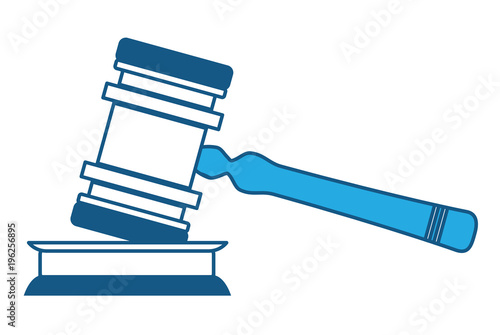 Law hammer icon over white background, blue shading design. vector illustration