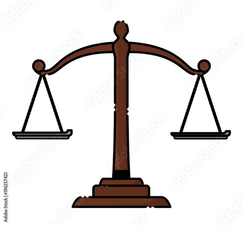 law scale icon over white background, vector illustration