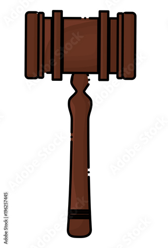 Law hammer icon over white background, vector illustration