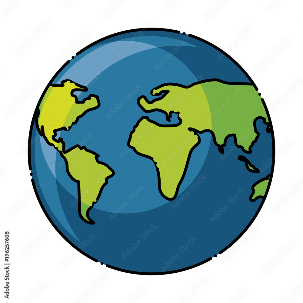 earth planet icon over white background, colorful design. vector illustration