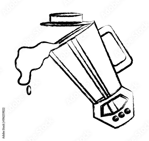 sketch of  juice splashing from blender over white background, vector illustration