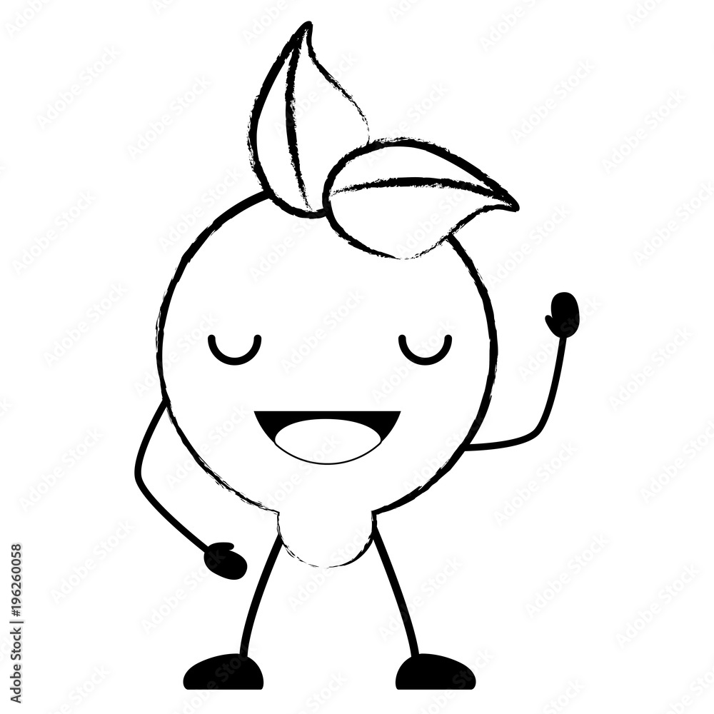 sketch of kawaii happy lemon icon over white background, vector illustration sketch of kawaii happy lemon icon over white background, vector illustration