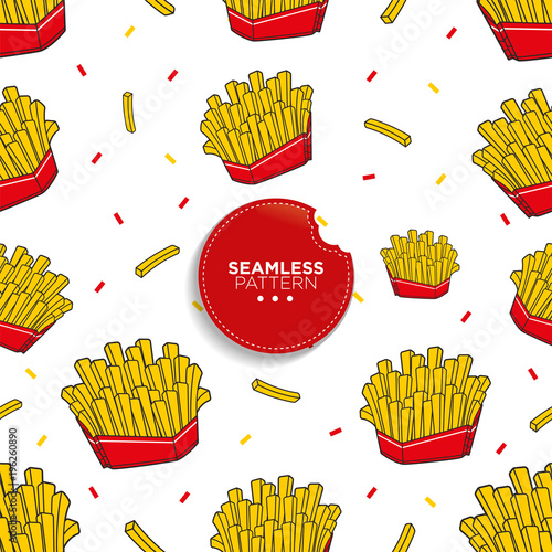 Seamless pattern of french fries. vector illustration on white background