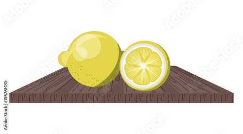 chopping board with lemon slices icon over white background, colorful design. vector illustration