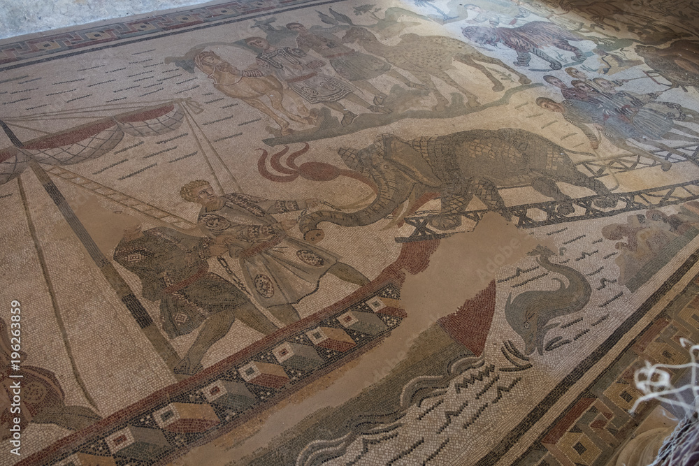 Obraz premium A mosaic of Villa del Casale, in Piazza armerina, Sicily