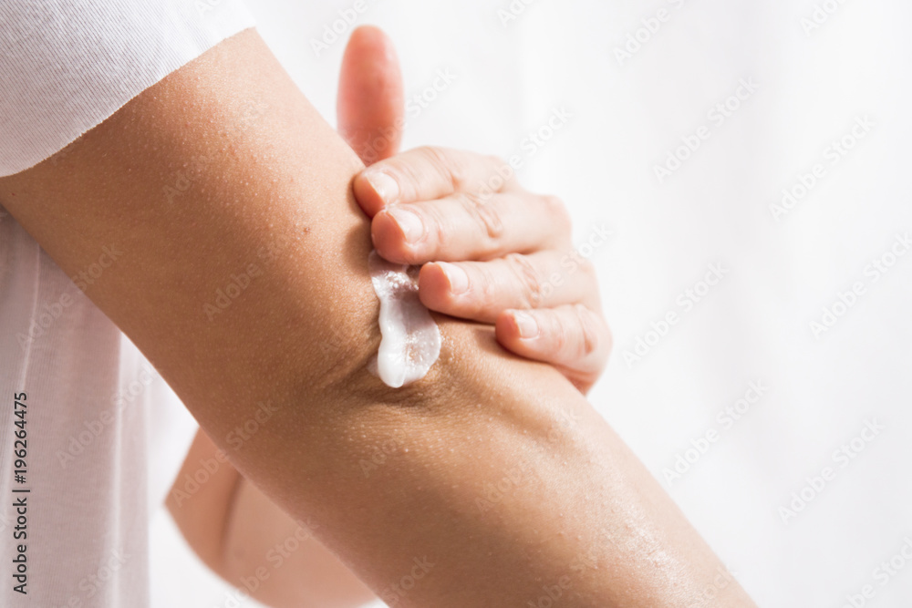 Beauty and Body care. Female elbow. Pain and health care concept. Beauty and Body care. Female elbow. Pain and health care concept.