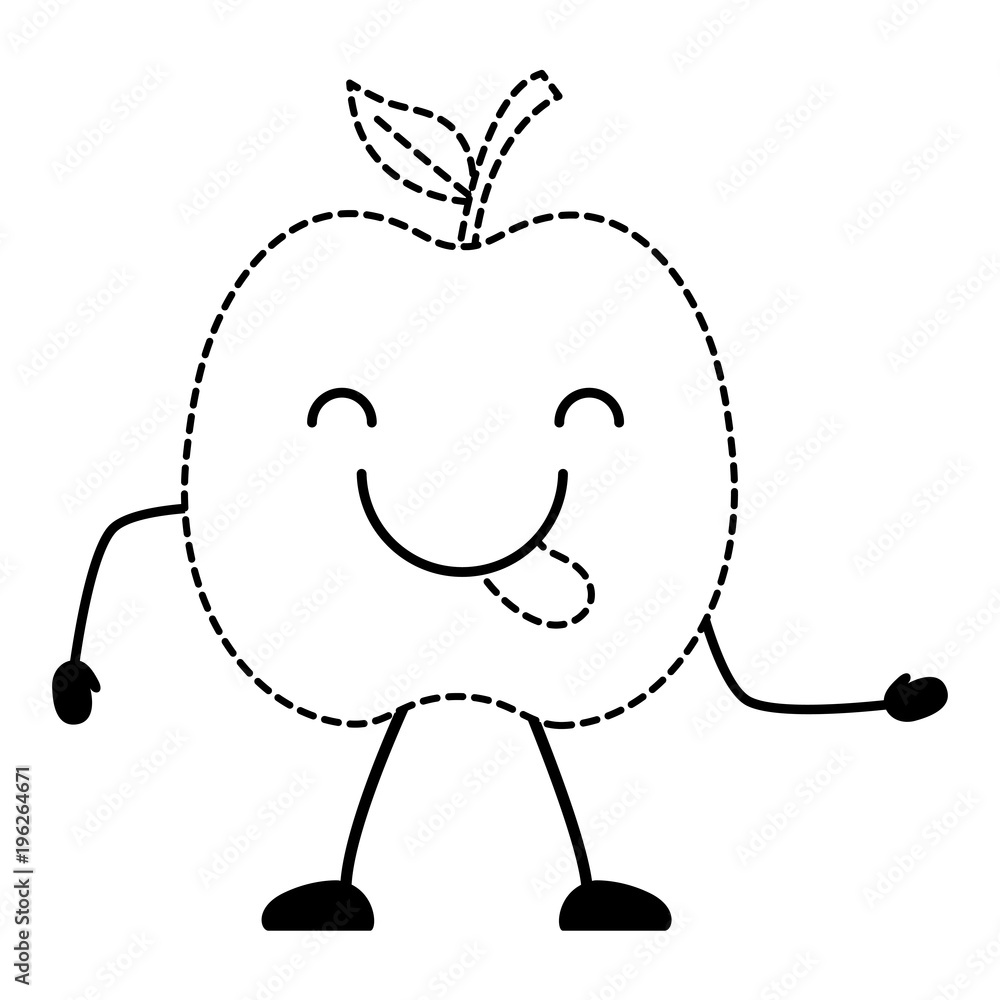 Fototapeta premium kawaii apple showing the tongue over white background, vector illustration