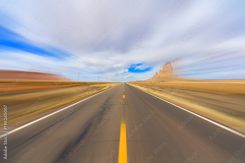 Arizona desert highway with motion blur