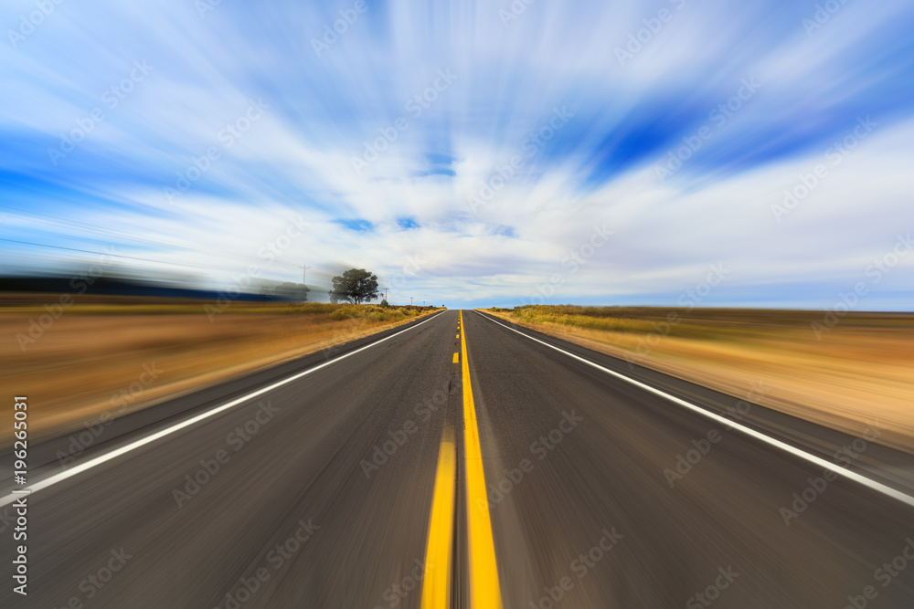 Arizona desert highway with motion blur