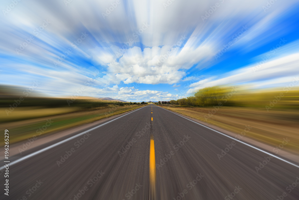 Two lane highway with motion blur Two lane highway with motion blur