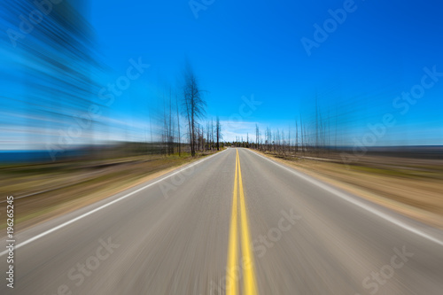 Bryce Canyon highway with motion blur