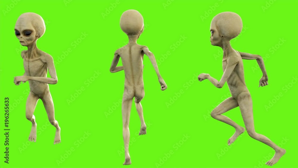 Video Stock Alien running. Loopable animation on green screen. 4k ...