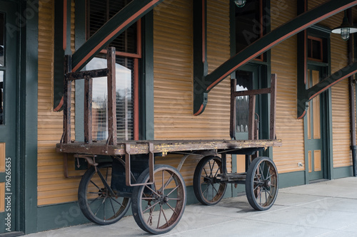 old train luggage and cargo cart at train station