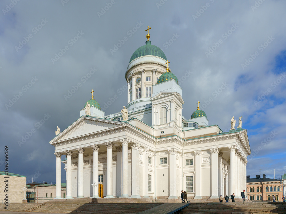 view on Helsinki Cathedral (Helsingin tuomiokirkko Nikolainkirkko), Helsinki, Finland