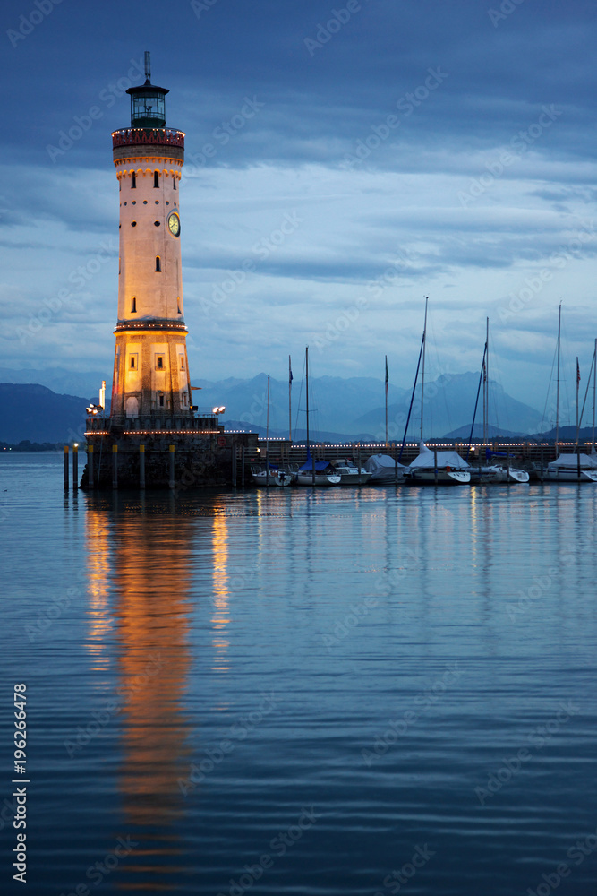 The lighthouse of Lindau by night