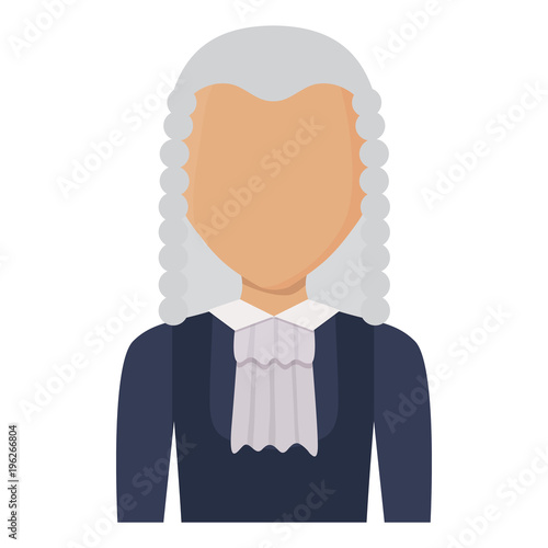 avatar Judge with wig icon over white background, colorful design. vector illustration