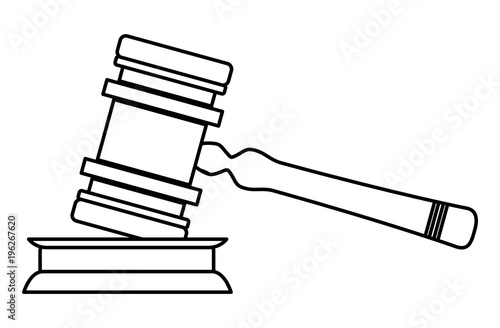 Law hammer icon over white background, vector illustration