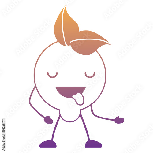 kawaii lemon showing the tongue over white background  colorful design. vector illustration