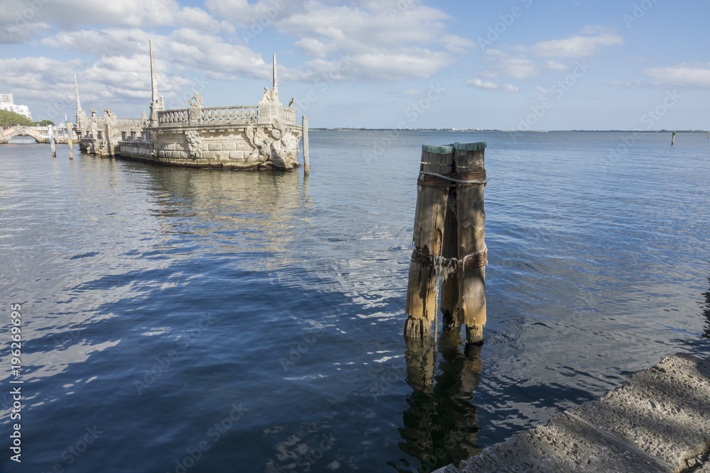 rotting piers in Biscayne Bay at Vizcaya Museum, Miami Florida