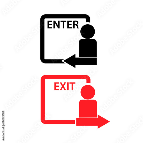 Exit and enter vector icons. Flat design