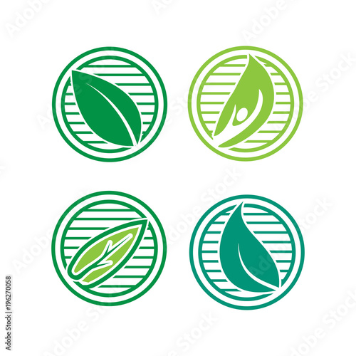Set green leaf vector illustration
