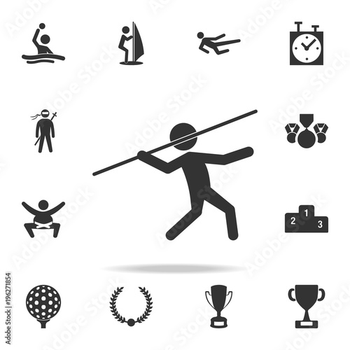 Javelin throw icon. Detailed set of athletes and accessories icons. Premium quality graphic design. One of the collection icons for websites, web design, mobile app