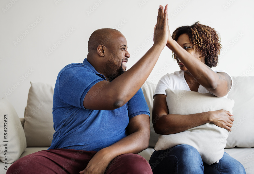 Obraz premium A cheerful black couple