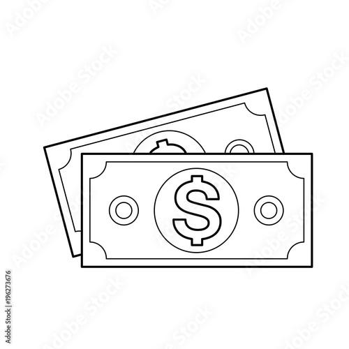 Money banknotes vector line icon isolated on white background. Two dollar bills line icon for infographic, website or app.