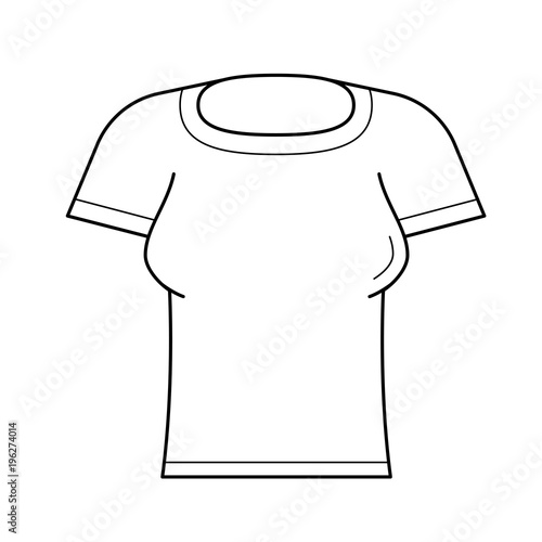 Woman tight t-shirt line icon isolated on white background