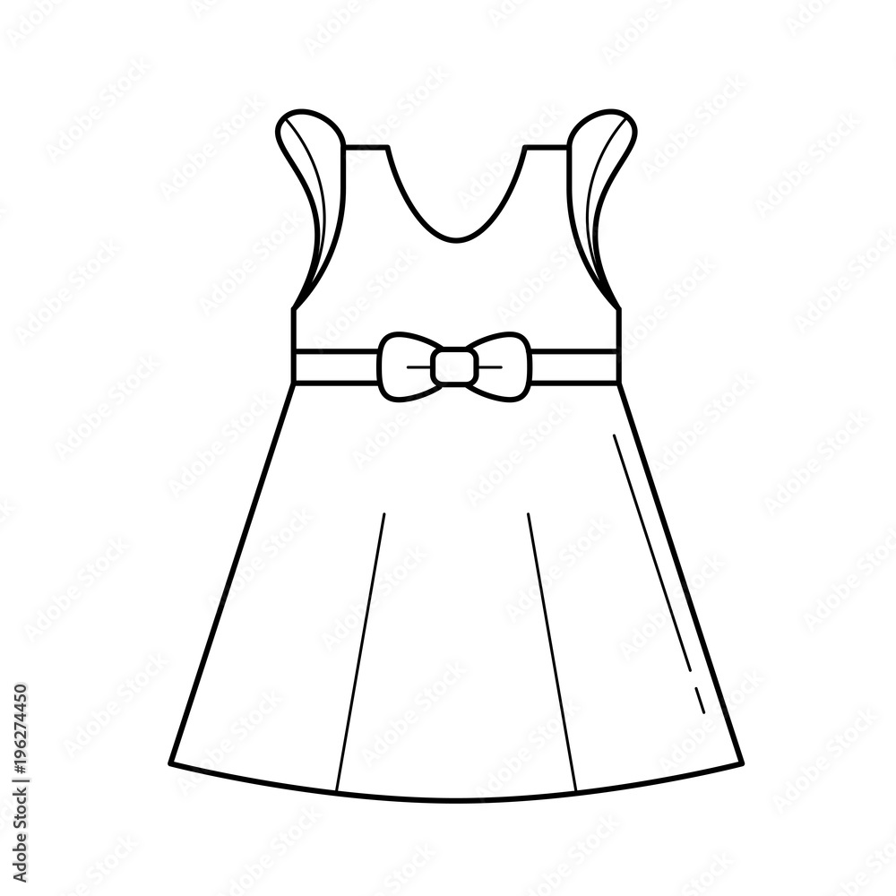 Little girl dress vector line icon isolated on white background. Baby dress  with bow line icon for infographic, website or app. Stock Vector | Adobe  Stock