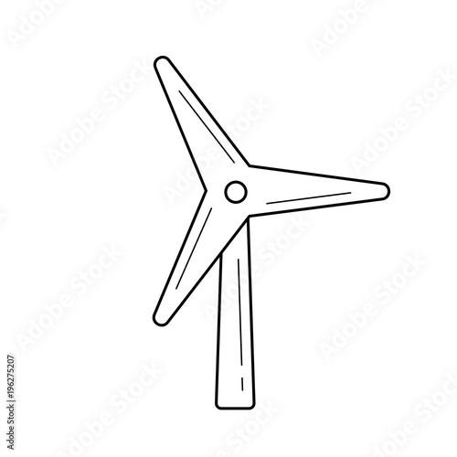 Wind generator vector line icon isolated on white background. Environmental technology and wind battery concept. Windmill power line icon for infographic, website or app.