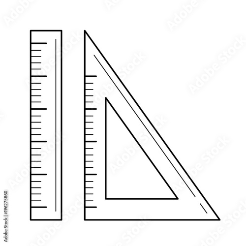 Ruler for size measure vector line icon isolated on white background