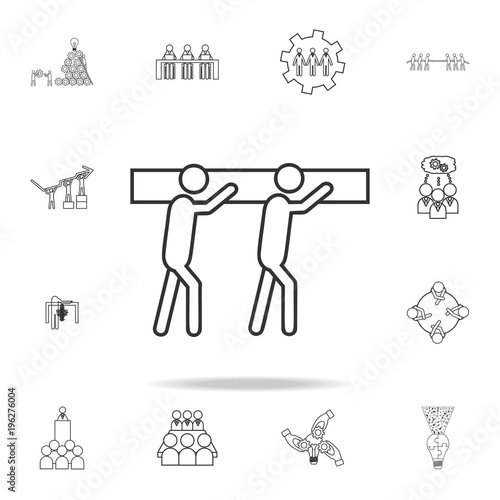 team carring heaviness icon. Detailed set of team work outline icons. Premium quality graphic design icon. One of the collection icons for websites, web design, mobile app