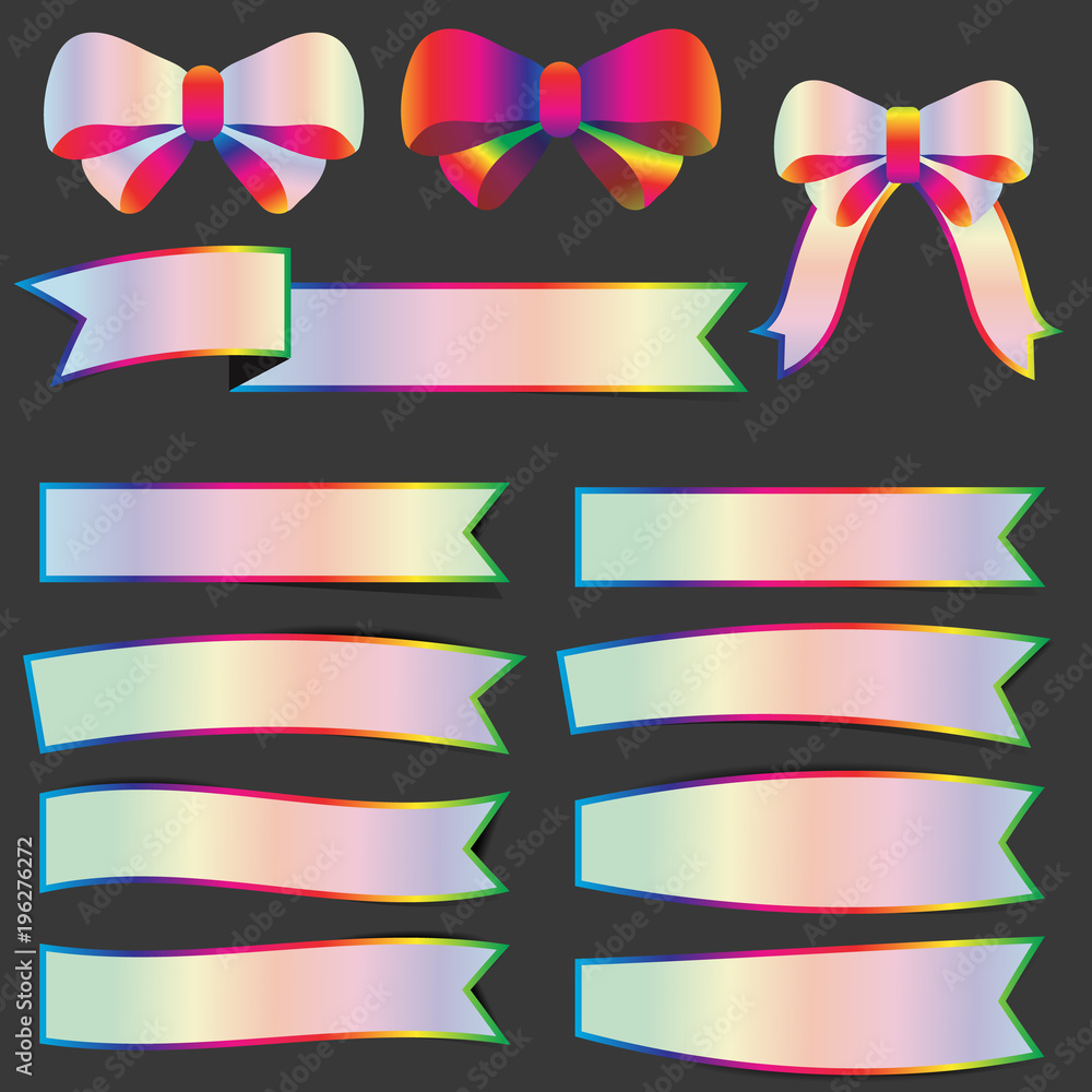 Obraz premium Set of spectrums color ribbon banner stickers with shadows