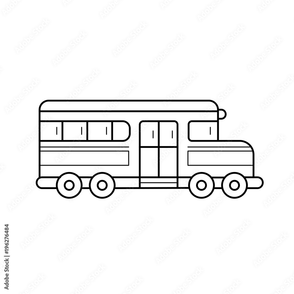 School bus vector line icon isolated on white background School bus vector line icon isolated on white background
