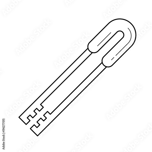 BBQ tongs line icon isolated on white background
