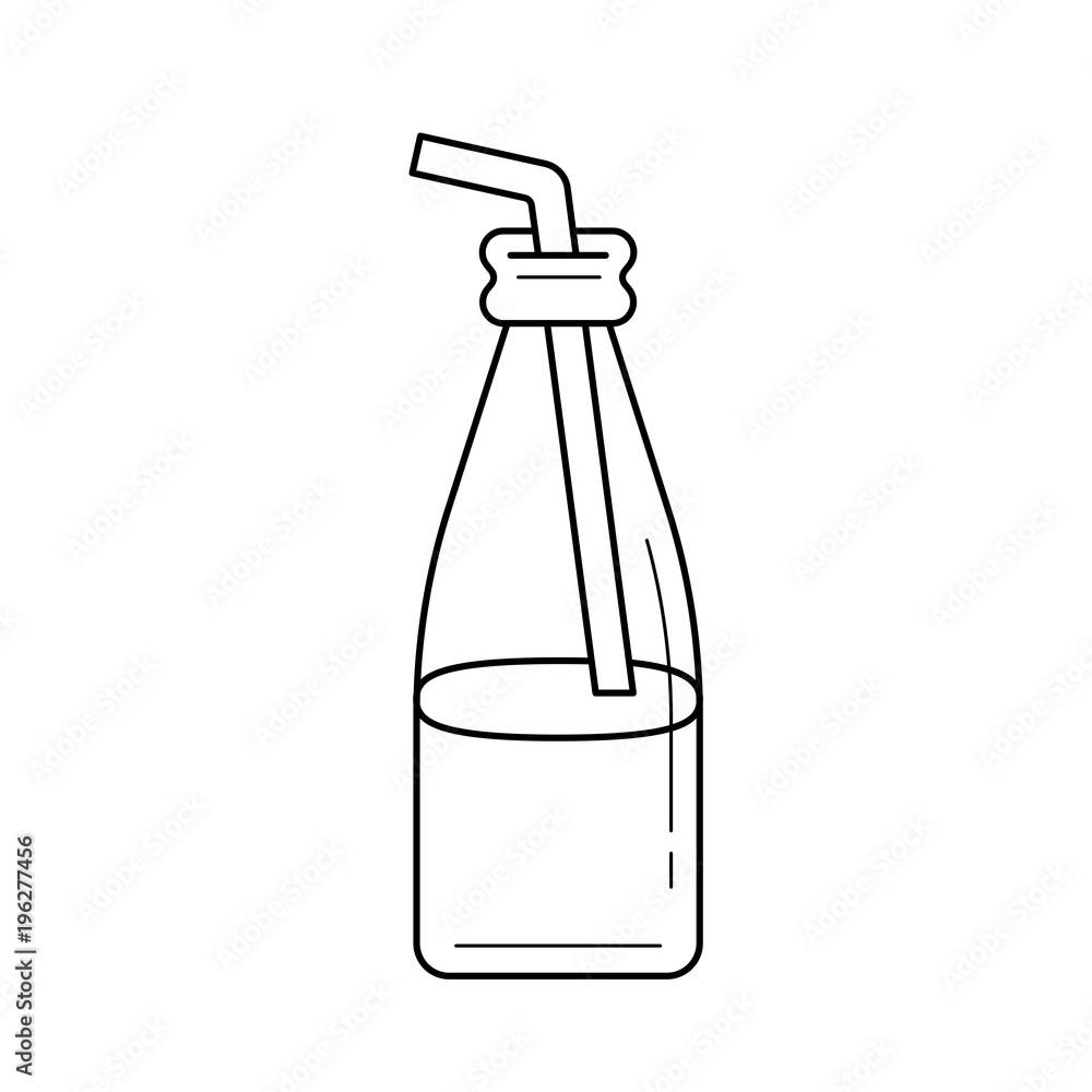 Glass bottle of milkshake with straw vector line icon isolated on white  background. Take away milkshake line icon for infographic, website or app.  Stock Vector | Adobe Stock