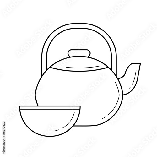 Tea ceremony vector line icon isolated on white background