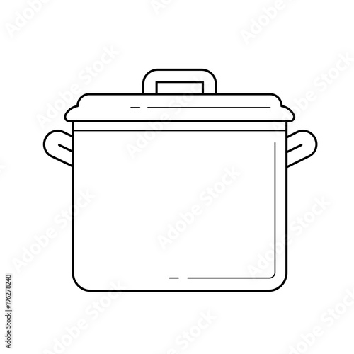 Saucepan vector line icon isolated on white background