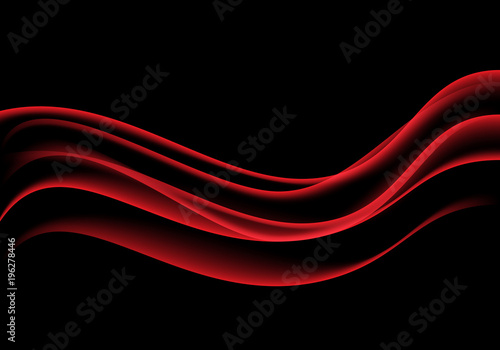 Abstract red wave smooth smoke on black design modern background vector illustration.