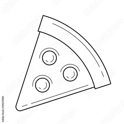 Pizza slice line icon isolated on white background