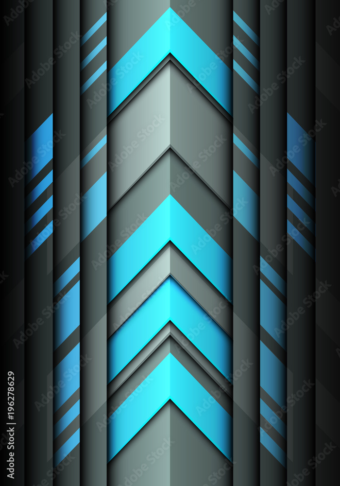 Abstract blue light gray arrow 3D direction design modern futuristic background vector illustration.