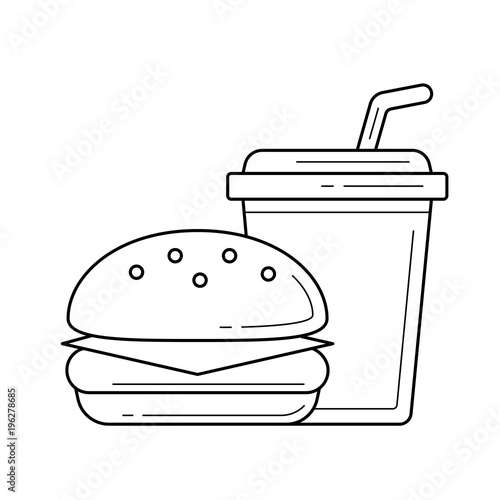 Food and beverage takeaway vector line icon isolated on white background