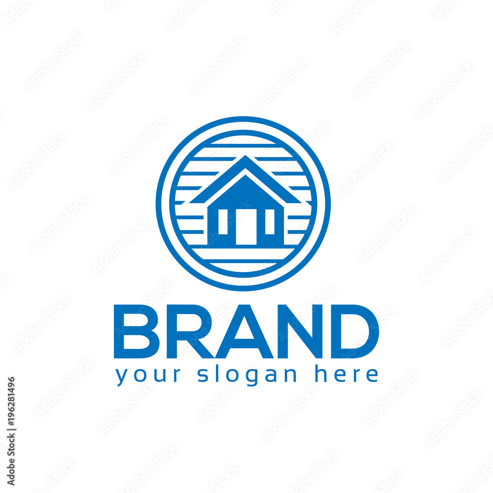 House logo vector. Flat logo design. Blue House. House logo vector. Flat logo design. Blue House.