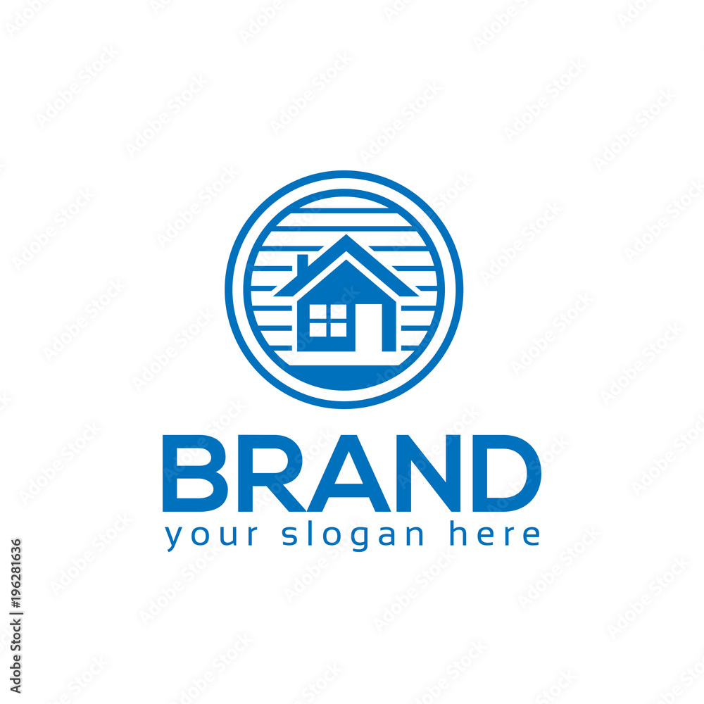House logo vector. Flat logo design. Blue House icon.
