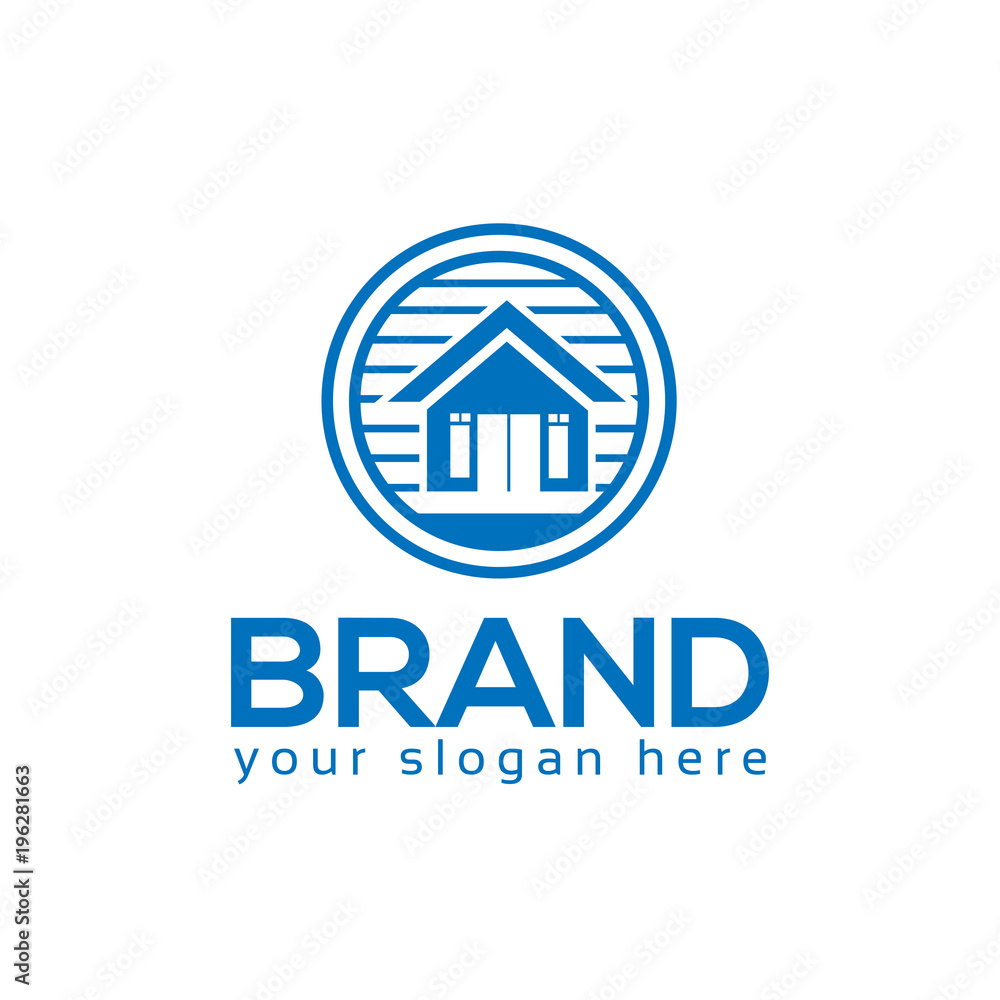 House logo vector. Flat logo design. Blue House. House logo vector. Flat logo design. Blue House.